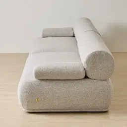 Pebbla Slate Grey Fabric 2 Wide Pieces Modular Sofa