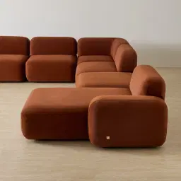 Capri Copper Brown Velveteen Modular Corner Sofa - Right Chaise