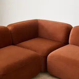 Capri Copper Brown Velveteen Modular Corner Sofa - Right Chaise