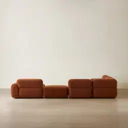 Capri Copper Brown Velveteen Modular Corner Sofa - Right Chaise