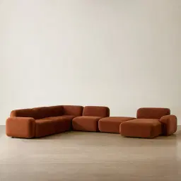 Capri Copper Brown Velveteen Modular Corner Sofa - Right Chaise