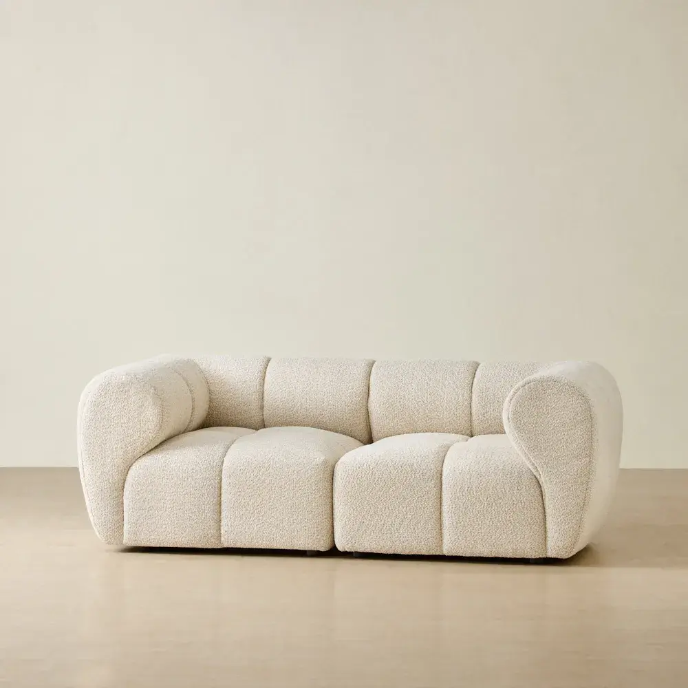 Quincy Stone Cream Woven Fabric 2 Pieces Modular Sofa