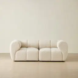 Quincy Stone Cream Woven Fabric 2 Pieces Modular Sofa