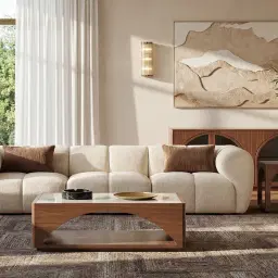 Quincy Stone Cream Woven Fabric 3 Pieces Modular Sofa