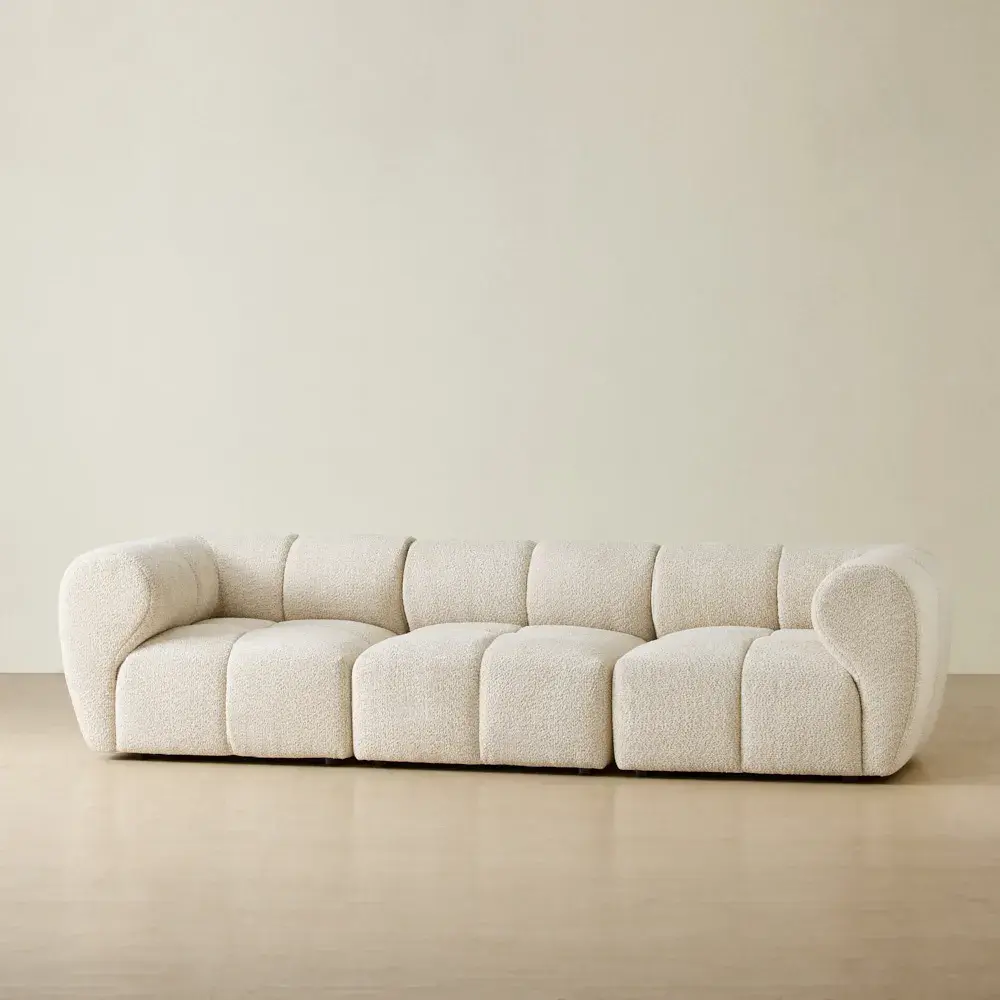 Quincy Stone Cream Woven Fabric 3 Pieces Modular Sofa
