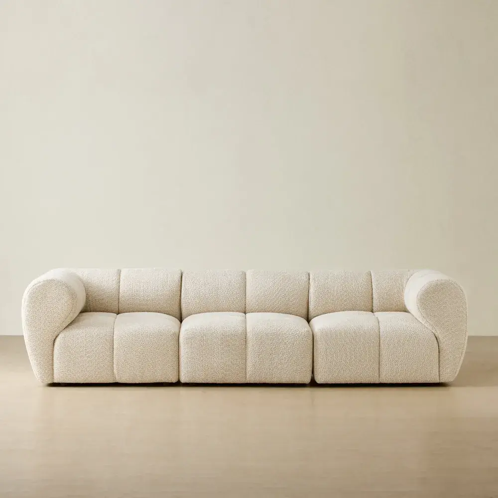 Quincy Stone Cream Woven Fabric 3 Pieces Modular Sofa