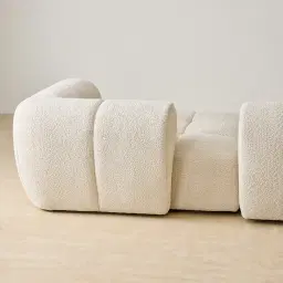 Quincy Stone Cream Woven Fabric 6 Pieces Modular Corner Sofa with Left Arm and Right Cuddler