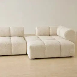 Quincy Stone Cream Woven Fabric 6 Pieces Modular Corner Sofa with Left Arm and Right Cuddler