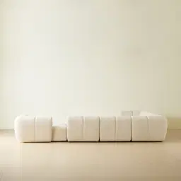 Quincy Stone Cream Woven Fabric 6 Pieces Modular Corner Sofa with Left Arm and Right Cuddler