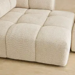 Quincy Stone Cream Woven Fabric 6 Pieces Modular Corner Sofa with Right Arm and Left Cuddler