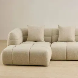 Amity Pearl Beige Fabric 3 Pieces Modular Sofa with Right Arm and Left Chaise