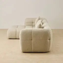 Amity Pearl Beige Fabric 3 Pieces Modular Sofa with Right Arm and Left Chaise