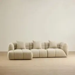 Amity Pearl Beige Fabric 3 Pieces Modular Sofa with Right Arm and Left Chaise