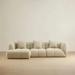 Amity Pearl Beige Fabric 3 Pieces Modular Sofa with Right Arm and Left Chaise