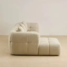 Amity Pearl Beige Fabric 3 Pieces Modular Sofa with Right Arm and Left Chaise