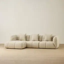 Amity Pearl Beige Fabric 3 Pieces Modular Sofa with Right Arm and Left Chaise