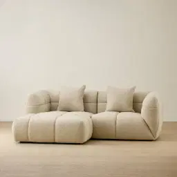 Amity Pearl Beige Fabric 2 Pieces Modular Sofa with Right Arm and Left Chaise