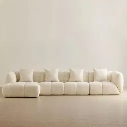 Amity Stone Cream Woven Fabric 4 Pieces Modular Sofa with Left Chaise