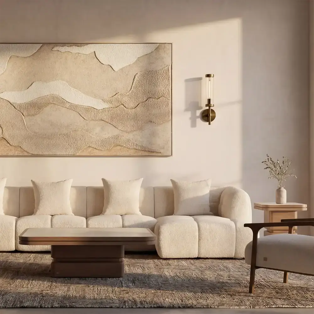 Amity Stone Cream Woven Fabric 4 Pieces Modular Sofa with Left Chaise