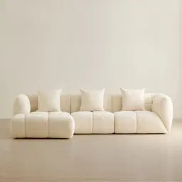 Amity Stone Cream Woven Fabric 3 Pieces Modular Sofa with Right Arm and Left Chaise