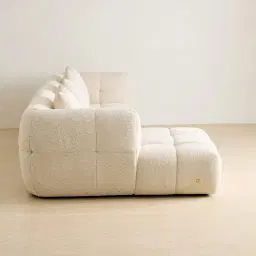 Amity Stone Cream Woven Fabric 3 Pieces Modular Sofa with Right Arm and Left Chaise