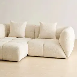 Amity Stone Cream Woven Fabric 2 Pieces Modular Sofa with Right Arm and Left Chaise