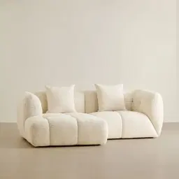 Amity Stone Cream Woven Fabric 2 Pieces Modular Sofa with Right Arm and Left Chaise