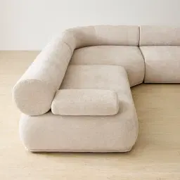 Pebbla Tuscan Sand Fabric 4 Pieces Modular Corner Sofa with Left Arm Wide and Right Arm Wide