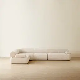 Pebbla Tuscan Sand Fabric 4 Pieces Modular Corner Sofa with Left Arm Wide and Right Arm Wide