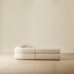 Pebbla Tuscan Sand Fabric 4 Pieces Modular Corner Sofa with Left Arm Wide and Right Arm Wide