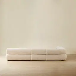 Pebbla Tuscan Sand Fabric 4 Pieces Modular Corner Sofa with Left Arm Wide and Right Arm Wide