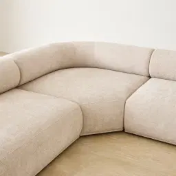 Pebbla Tuscan Sand Fabric 4 Pieces Modular Corner Sofa with Left Arm Wide and Right Arm Wide