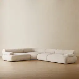 Pebbla Tuscan Sand Fabric 4 Pieces Modular Corner Sofa with Left Arm Wide and Right Arm Wide