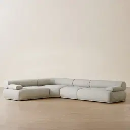 Pebbla Slate Grey Fabric 4 Pieces Modular Corner Sofa with Left Arm Wide and Right Arm Wide