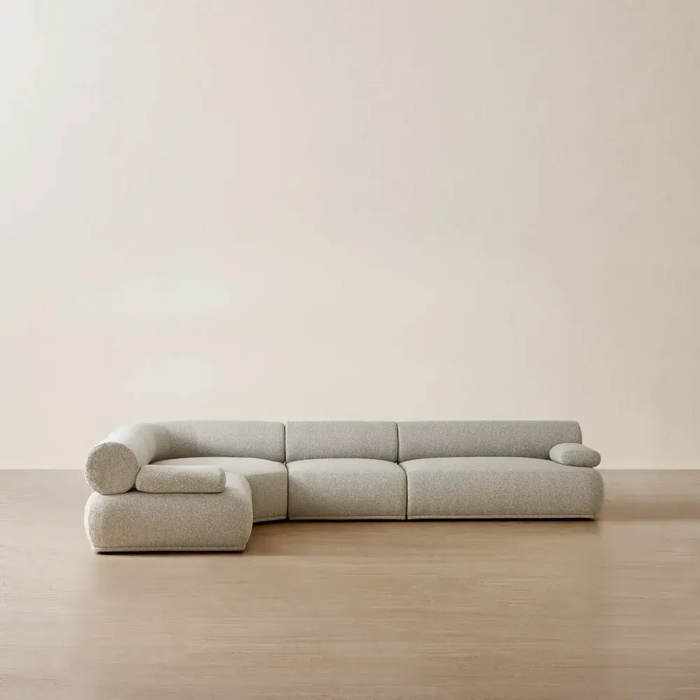 Pebbla Slate Grey Fabric 4 Pieces Modular Corner Sofa with Left Arm Wide and Right Arm Wide