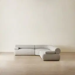 Pebbla Slate Grey Fabric 4 Pieces Modular Corner Sofa with Left Arm Wide and Right Arm Wide