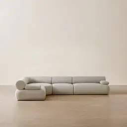 Pebbla Slate Grey Fabric 4 Pieces Modular Corner Sofa with Left Arm Wide and Right Arm Wide