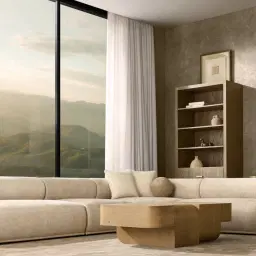 Pebbla Tuscan Sand Fabric 4 Pieces Modular Corner Sofa with Left Terminal and Right Terminal