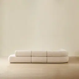 Pebbla Tuscan Sand Fabric 4 Pieces Modular Corner Sofa with Left Terminal and Right Terminal