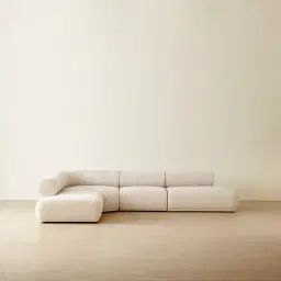 Pebbla Tuscan Sand Fabric 4 Pieces Modular Corner Sofa with Left Terminal and Right Terminal