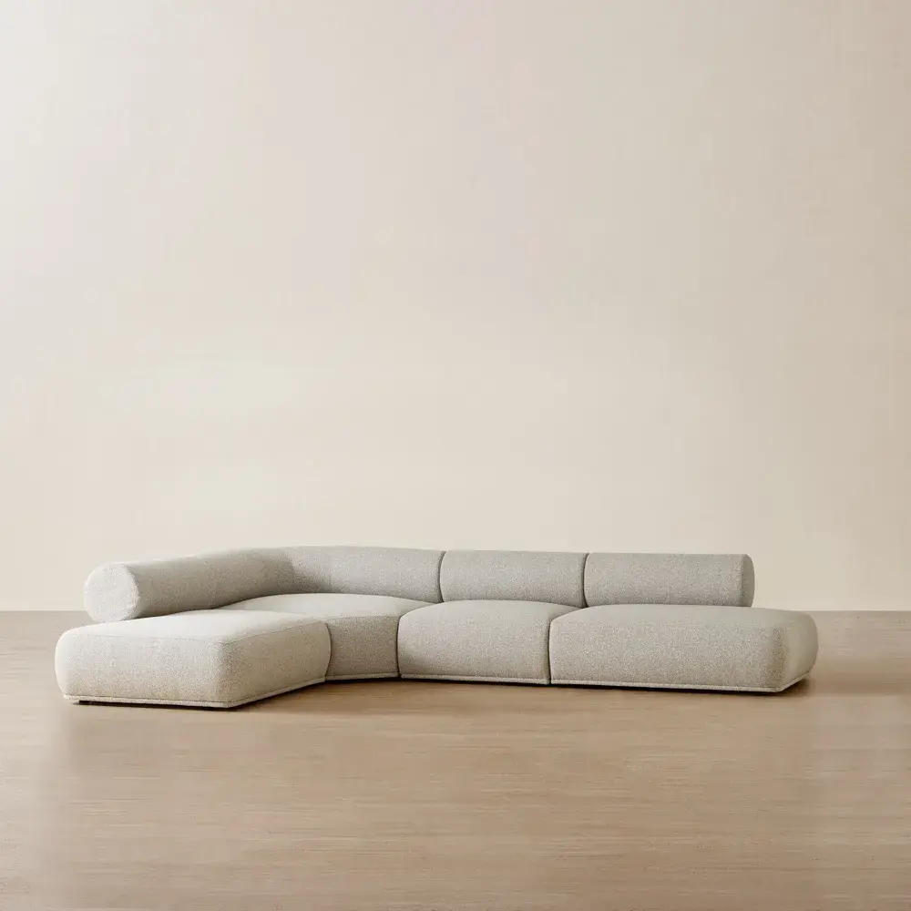 Pebbla Slate Grey Fabric 4 Pieces Modular Corner Sofa with Left Terminal and Right Terminal