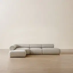 Pebbla Slate Grey Fabric 4 Pieces Modular Corner Sofa with Left Terminal and Right Terminal