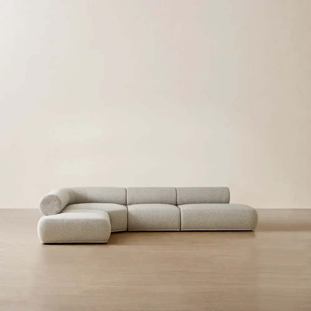 Pebbla Slate Grey Fabric 4 Pieces Modular Corner Sofa with Left Terminal and Right Terminal