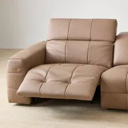Jones Mushroom Beige Leather 2 Pieces Modular Dual Electric Recliner
