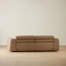 Jones Mushroom Beige Leather 2 Pieces Modular Dual Electric Recliner