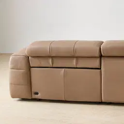 Jones Mushroom Beige Leather 2 Pieces Modular Dual Electric Recliner