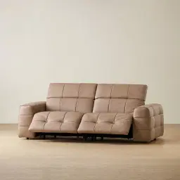 Jones Mushroom Beige Leather 2 Pieces Modular Dual Electric Recliner