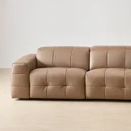 Jones Mushroom Beige Leather 2 Pieces Modular Dual Electric Recliner