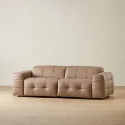 Jones Mushroom Beige Leather 2 Pieces Modular Dual Electric Recliner