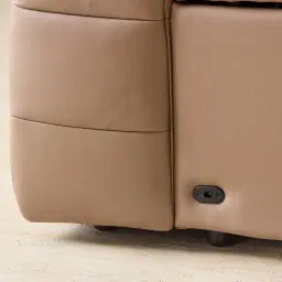 Jones Mushroom Beige Leather 2 Pieces Modular Dual Electric Recliner